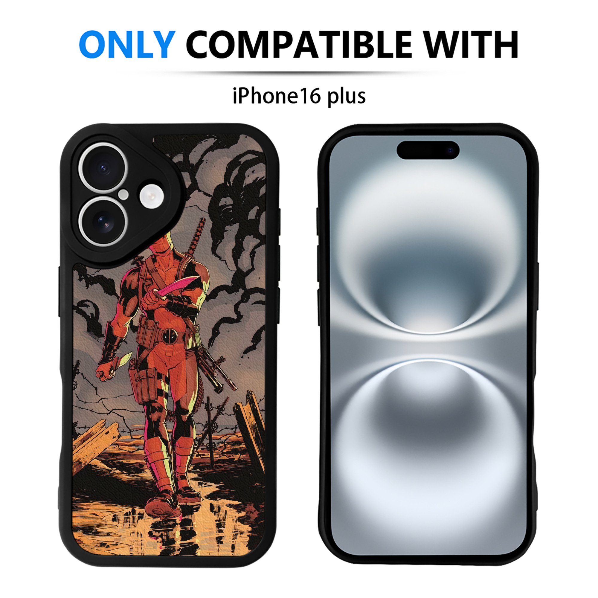 （画像用） Deadpool デッドプール 【iPhone 16シリーズ対応】シリコンスマホケース（レザー調） 材質：シリコン